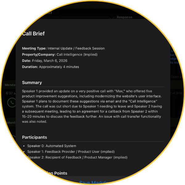 Call Brief summary with meeting type, participants, and key discussion points